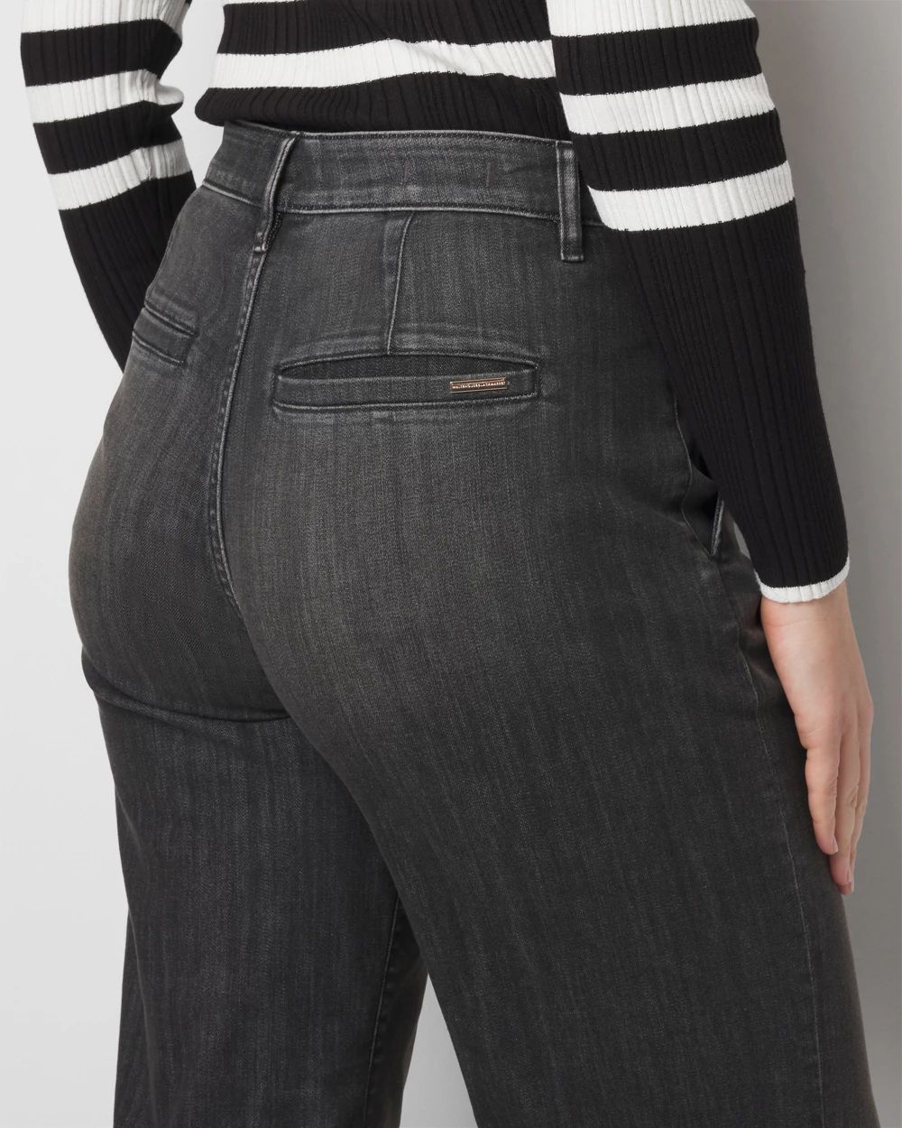 【SCENERITY】Brush Black Wide Jeans HIDDEN Tracey Cropped Wide Leg Jean - Women's Jeans in Black